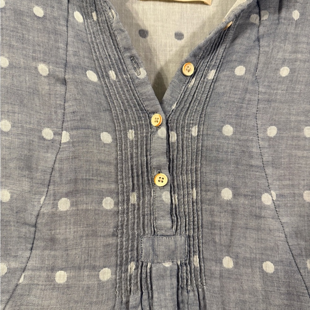 Anthro Isabell Sinclair Cotton Blue Dress with White Dots - Picture 4 of 5